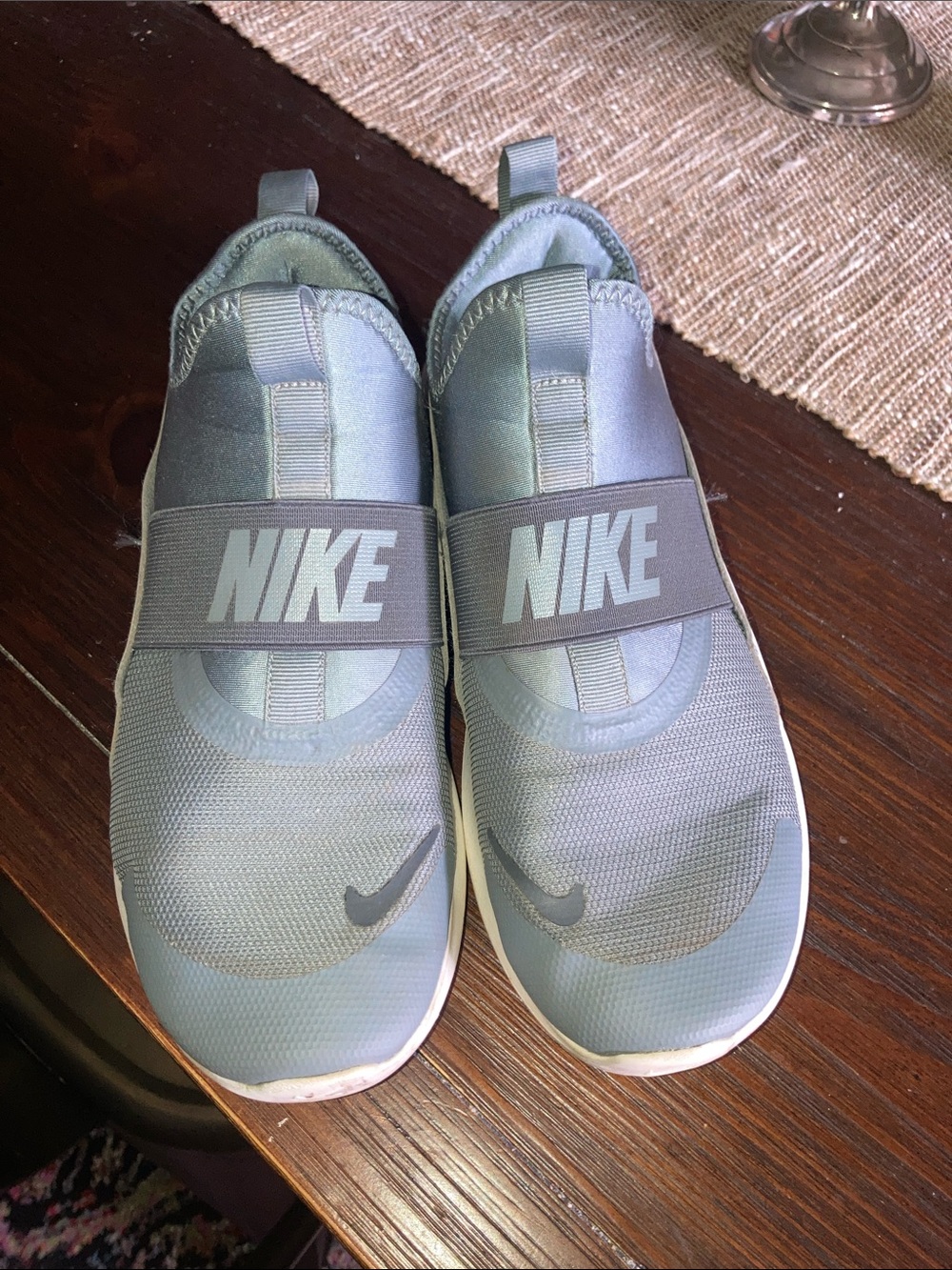 Nike Kids Slip-On Sneakers in Light Blue Gray - Picture 1 of 7